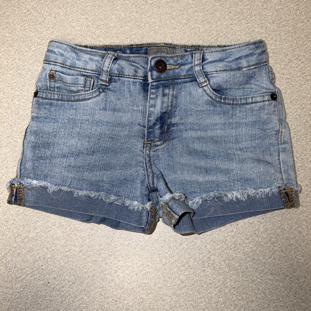 Lucky Brand Riley Short Girls Youth Blue Denim Distressed Shorts Size 8‎ Cuffed